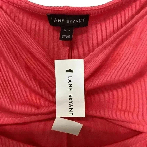 Lane Bryant Size 26/28 Pink Twist Neck Key Hole Knit Dress 3/4 Sleeves - Picture 3 of 4